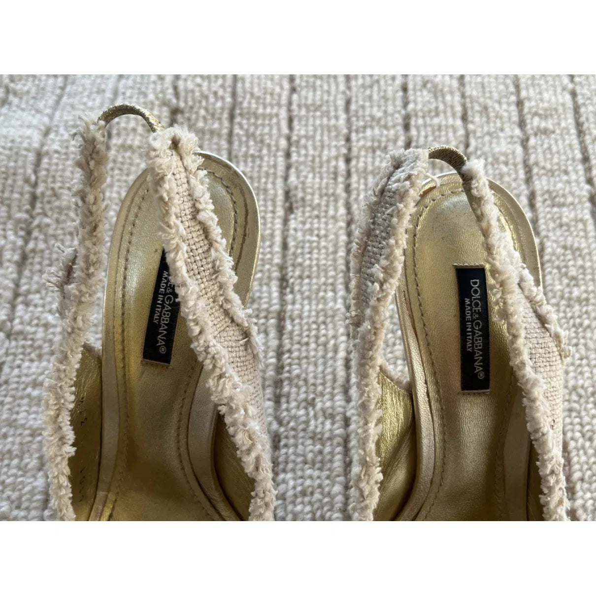 Bow mules in beige tweed