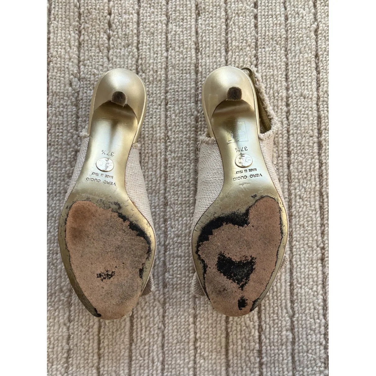 Bow mules in beige tweed