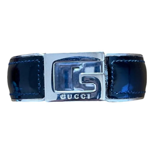Leather bracelet in black and silver