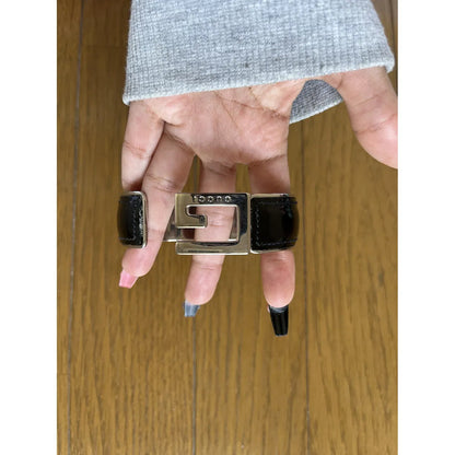 Leather bracelet in black and silver