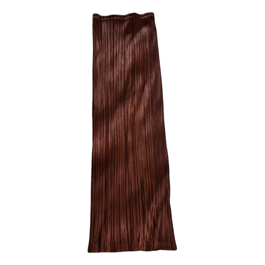 Pleated maxi skirt in brown