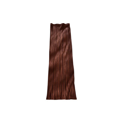 Pleated maxi skirt in brown