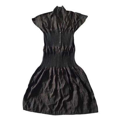 Pleated maxi dress in black