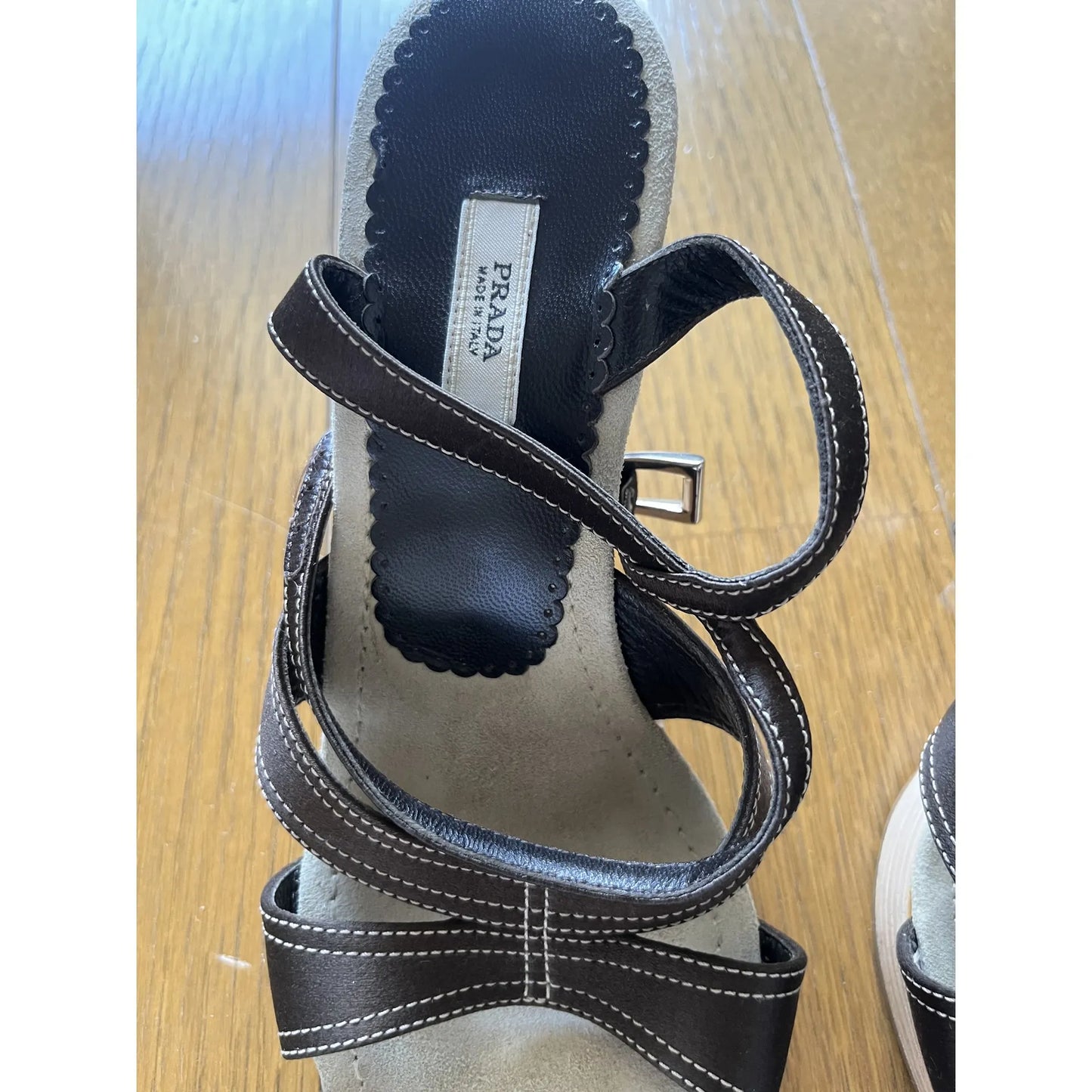 Platform mules in dark brown