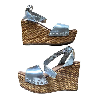 Silver platform espadrilles