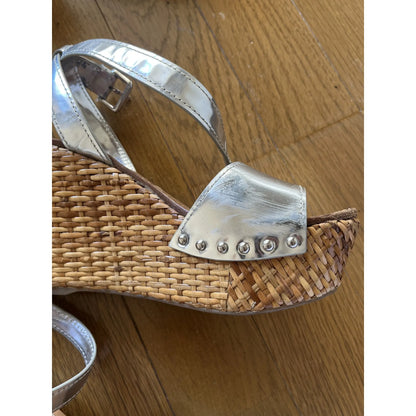 Silver platform espadrilles