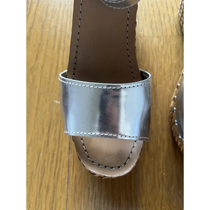 Silver platform espadrilles