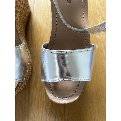 Silver platform espadrilles