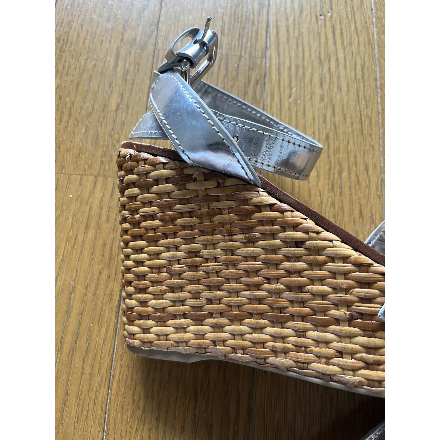 Silver platform espadrilles