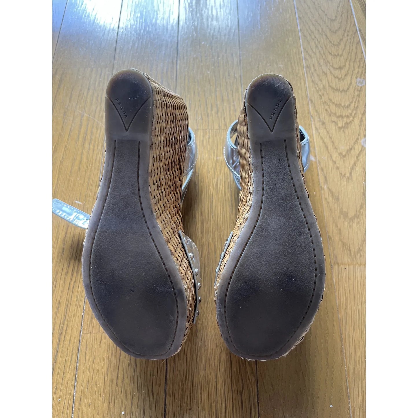 Silver platform espadrilles