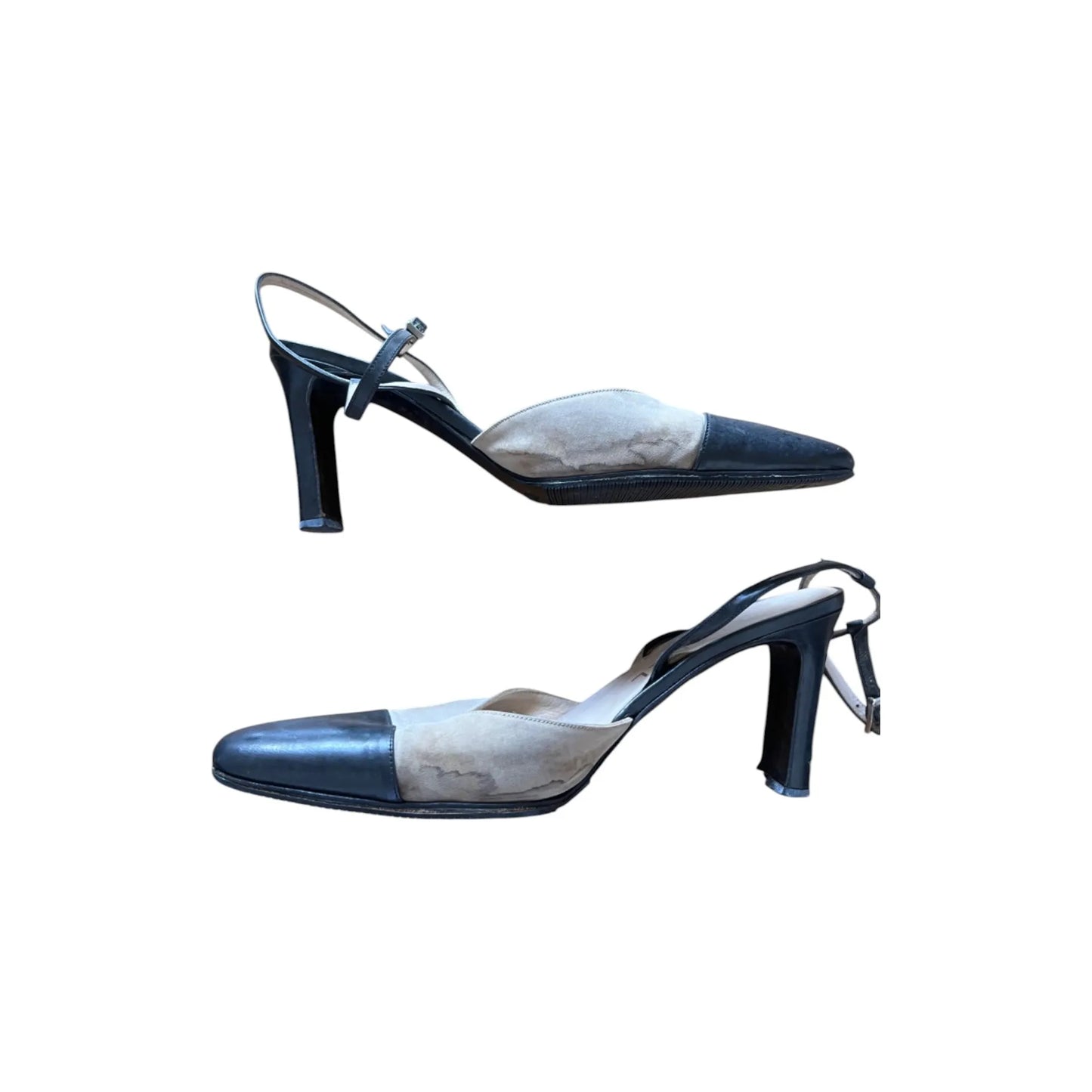 Two-tone pumps in beige and black