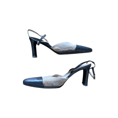 Two-tone pumps in beige and black