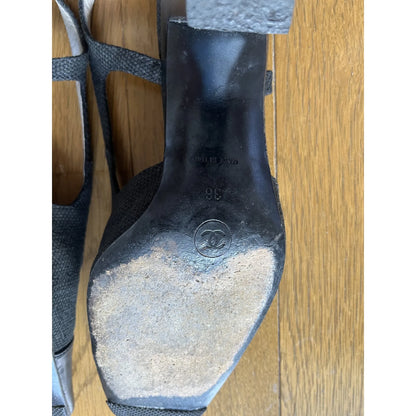 Slingback mules in black leather
