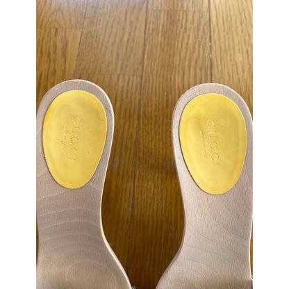 Monogram denim mules in brown