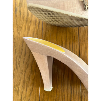 Monogram denim mules in brown
