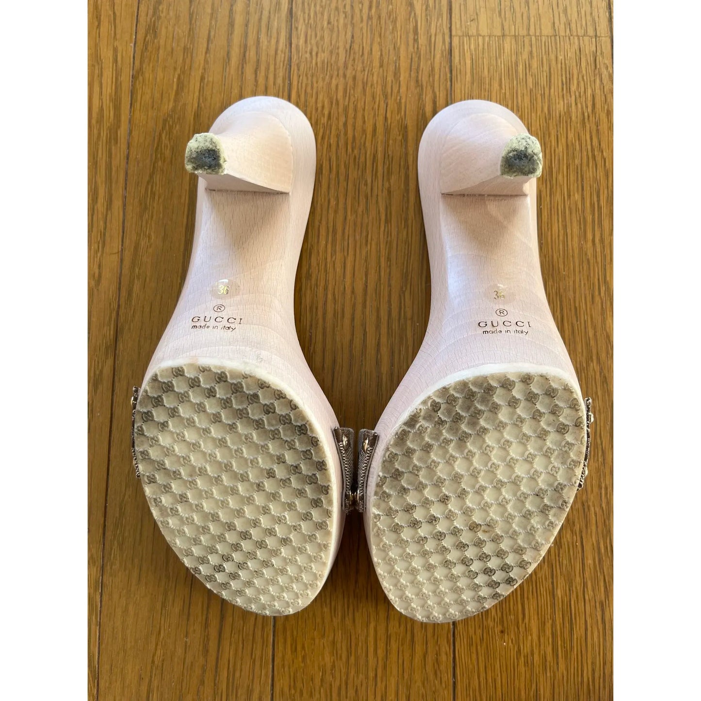 Monogram denim mules in brown