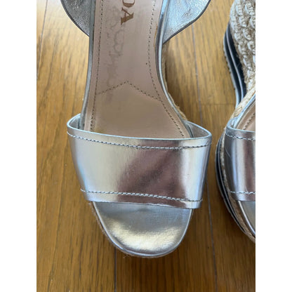 Silver platform espadrilles