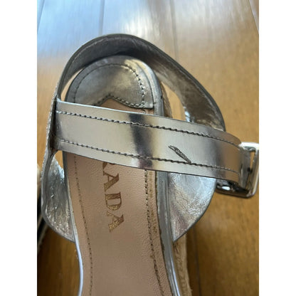 Silver platform espadrilles