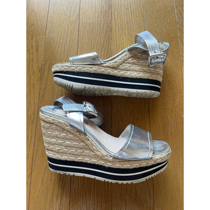 Silver platform espadrilles