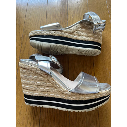 Silver platform espadrilles