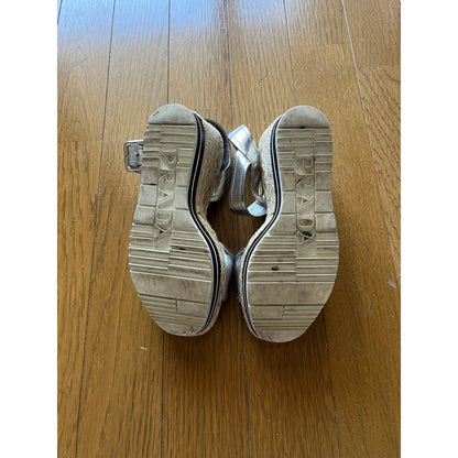 Silver platform espadrilles