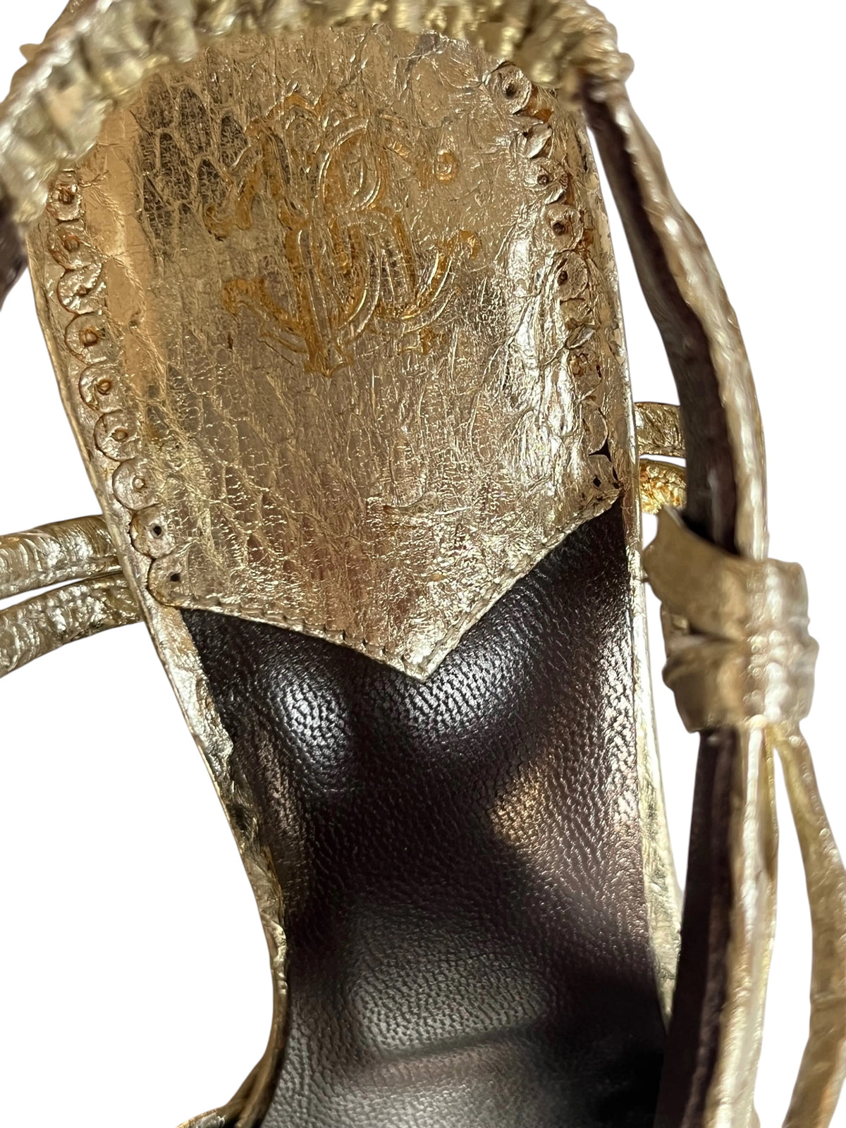 Roberto Cavalli Gold Snake Heels