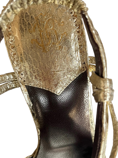 Roberto Cavalli Gold Snake Heels